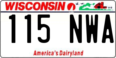 WI license plate 115NWA
