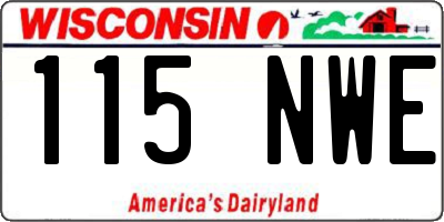 WI license plate 115NWE