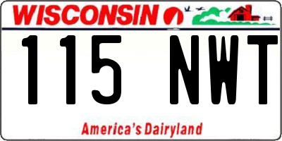 WI license plate 115NWT
