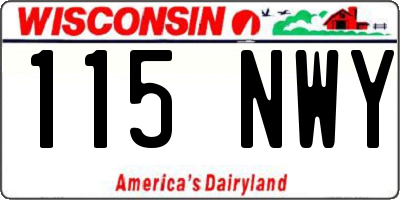 WI license plate 115NWY