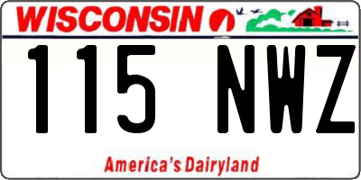 WI license plate 115NWZ