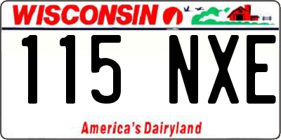 WI license plate 115NXE
