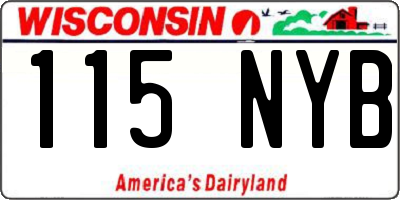 WI license plate 115NYB