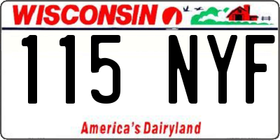 WI license plate 115NYF
