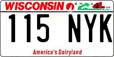 WI license plate 115NYK