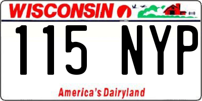 WI license plate 115NYP