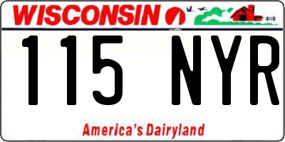 WI license plate 115NYR