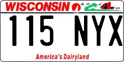 WI license plate 115NYX