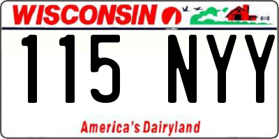 WI license plate 115NYY