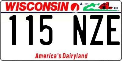 WI license plate 115NZE