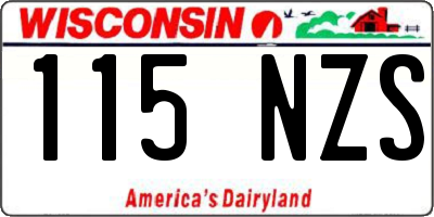 WI license plate 115NZS