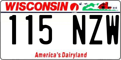 WI license plate 115NZW