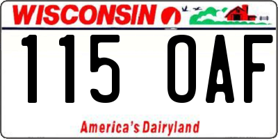 WI license plate 115OAF