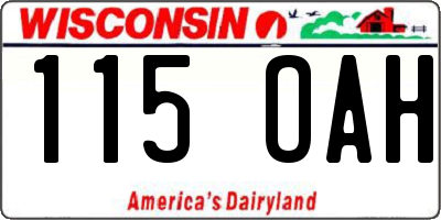 WI license plate 115OAH