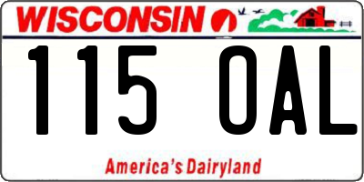 WI license plate 115OAL