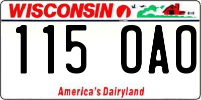 WI license plate 115OAO