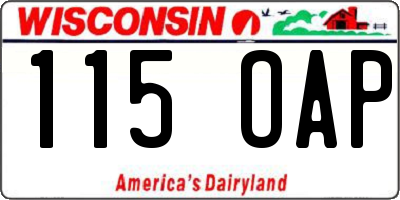WI license plate 115OAP