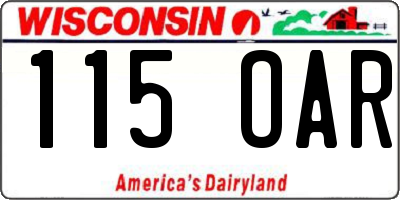 WI license plate 115OAR