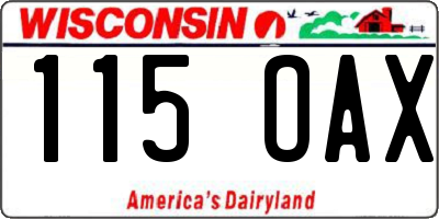 WI license plate 115OAX