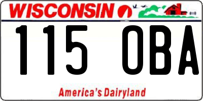 WI license plate 115OBA