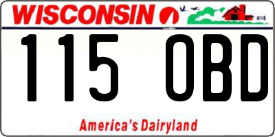 WI license plate 115OBD