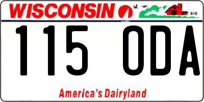 WI license plate 115ODA