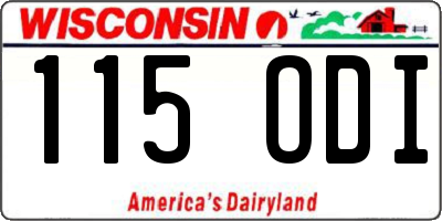 WI license plate 115ODI