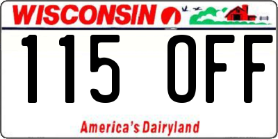 WI license plate 115OFF