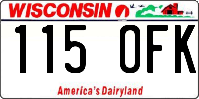 WI license plate 115OFK