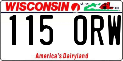 WI license plate 115ORW