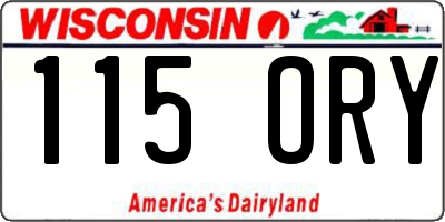 WI license plate 115ORY