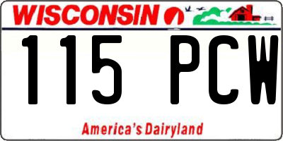 WI license plate 115PCW