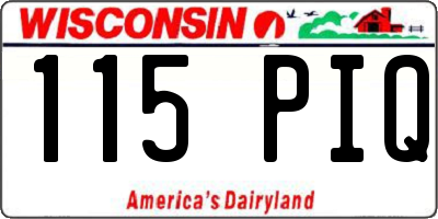 WI license plate 115PIQ