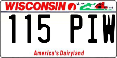 WI license plate 115PIW