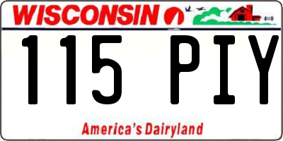 WI license plate 115PIY