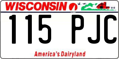 WI license plate 115PJC