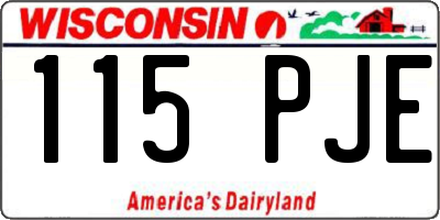 WI license plate 115PJE