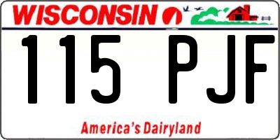 WI license plate 115PJF