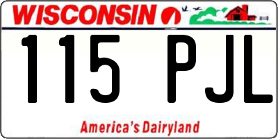 WI license plate 115PJL