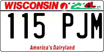 WI license plate 115PJM