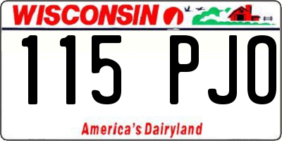 WI license plate 115PJO