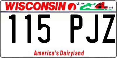WI license plate 115PJZ