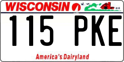 WI license plate 115PKE