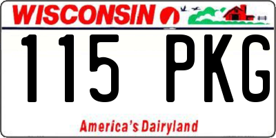WI license plate 115PKG