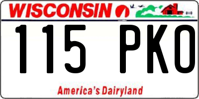 WI license plate 115PKO