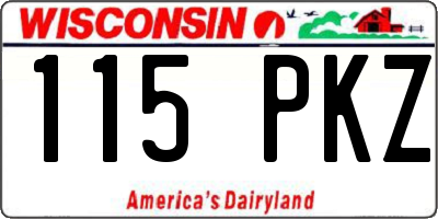WI license plate 115PKZ