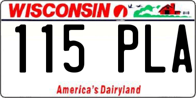 WI license plate 115PLA