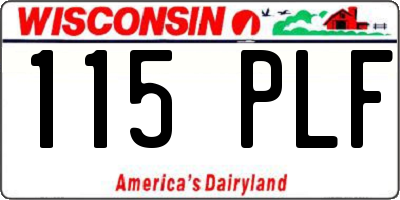 WI license plate 115PLF