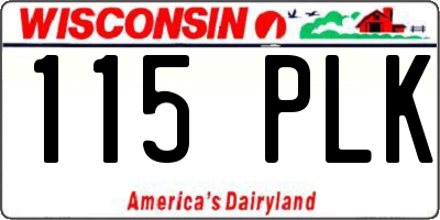 WI license plate 115PLK
