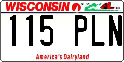 WI license plate 115PLN